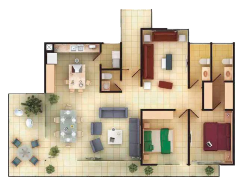 plano modelo abeto - departamentos residenciales en queretaro